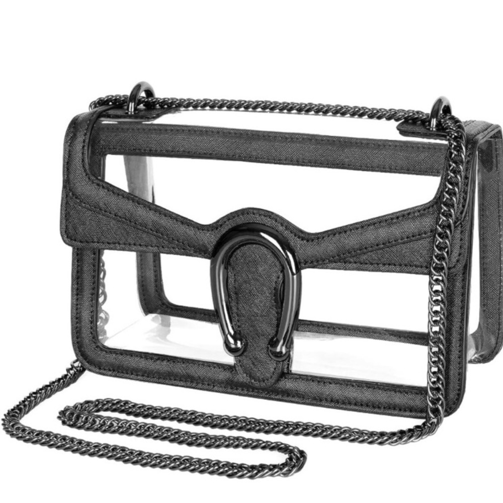 Elegant Clear Stadium Approved Crossbody Shoulder Bag with Chain (New)